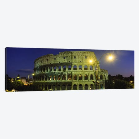 Ancient Building Lit Up At Night, Coliseum, Rome, Italy Canvas Print #PIM3461} by Panoramic Images Canvas Artwork