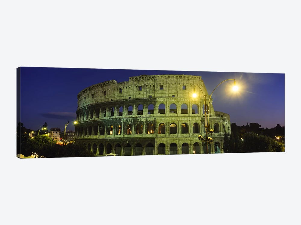 Ancient Building Lit Up At Night, Coliseum, Rome, Italy by Panoramic Images 1-piece Canvas Artwork