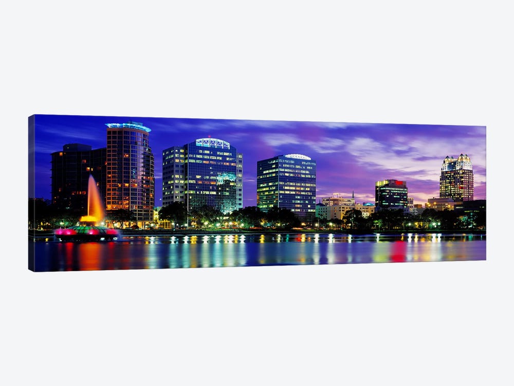 Panoramic View Of An Urban Skyline At Night, Orlando, Florida, USA by Panoramic Images 1-piece Canvas Art