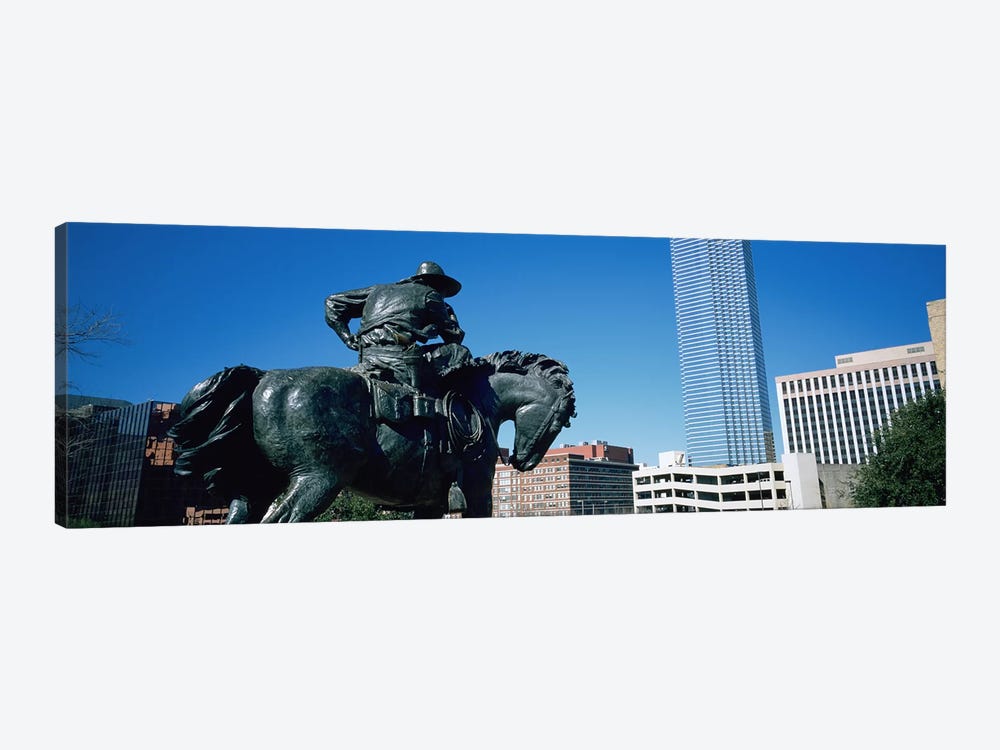 Low Angle View Of A Statue In Front Of Buildings, Dallas, Texas, USA by Panoramic Images 1-piece Art Print
