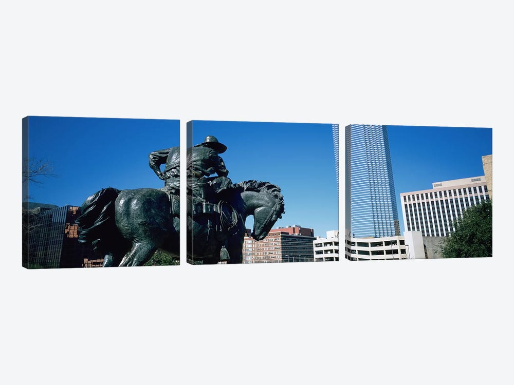 Low Angle View Of A Statue In Front Of Buildings, Dallas, Texas, USA by Panoramic Images 3-piece Art Print