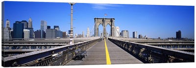 Bench on a bridge, Brooklyn Bridge, Manhattan, New York City, New York State, USA Canvas Art Print - Brooklyn Bridge