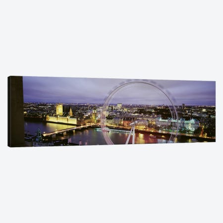 High-Angle View Of The City Of Westminster With A Spinning London Eye (Millenium Wheel), London, England, United Kingdom Canvas Print #PIM3486} by Panoramic Images Canvas Art Print