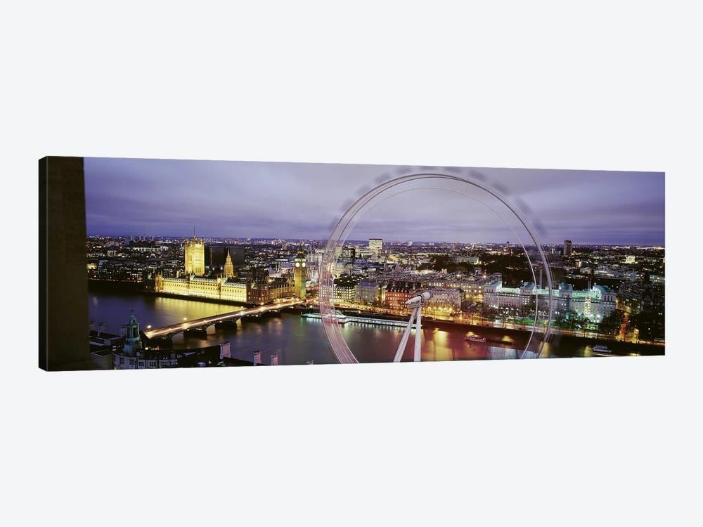 High-Angle View Of The City Of Westminster With A Spinning London Eye (Millenium Wheel), London, England, United Kingdom by Panoramic Images 1-piece Canvas Print
