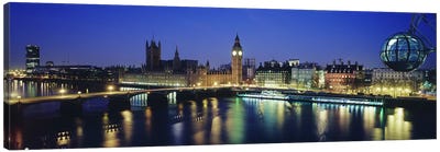 Palace Of Westminster At Night I, London, England, United Kingdom Canvas Art Print - London Skylines