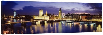Palace Of Westminster At Night II, London, England, United Kingdom Canvas Art Print - Castle & Palace Art