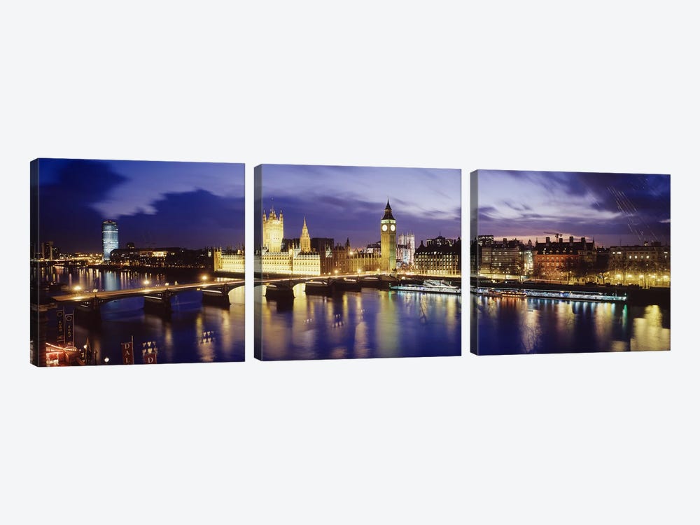 Palace Of Westminster At Night II, London, England, United Kingdom by Panoramic Images 3-piece Canvas Art Print