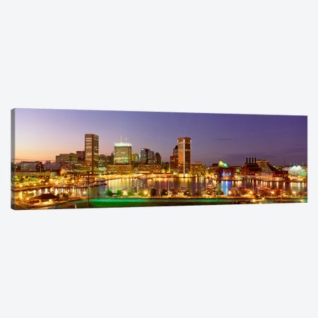 USA, Maryland, Baltimore, City at night viewed from Federal Hill Park Canvas Print #PIM348} by Panoramic Images Canvas Art Print