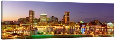 USA, Maryland, Baltimore, City at night viewed from Federal Hill Park Canvas Art Print