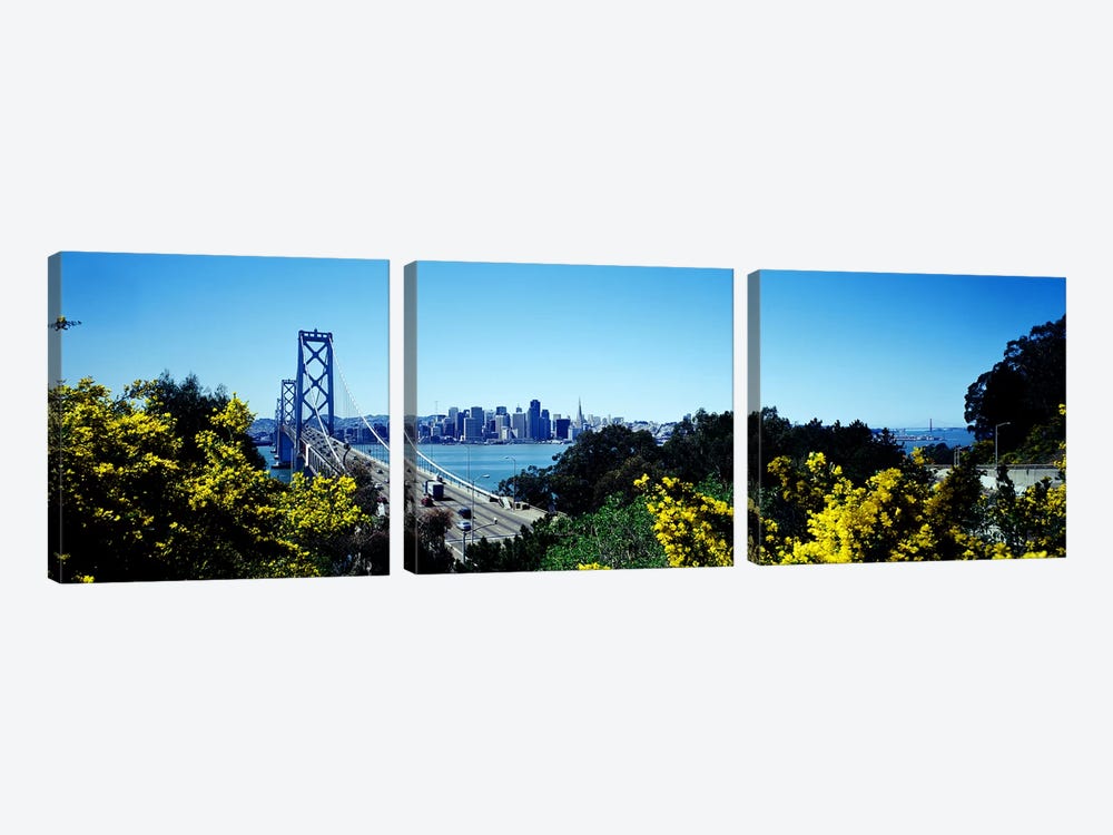 Bay Bridge In San Francisco, San Francisco, California, USA by Panoramic Images 3-piece Canvas Wall Art
