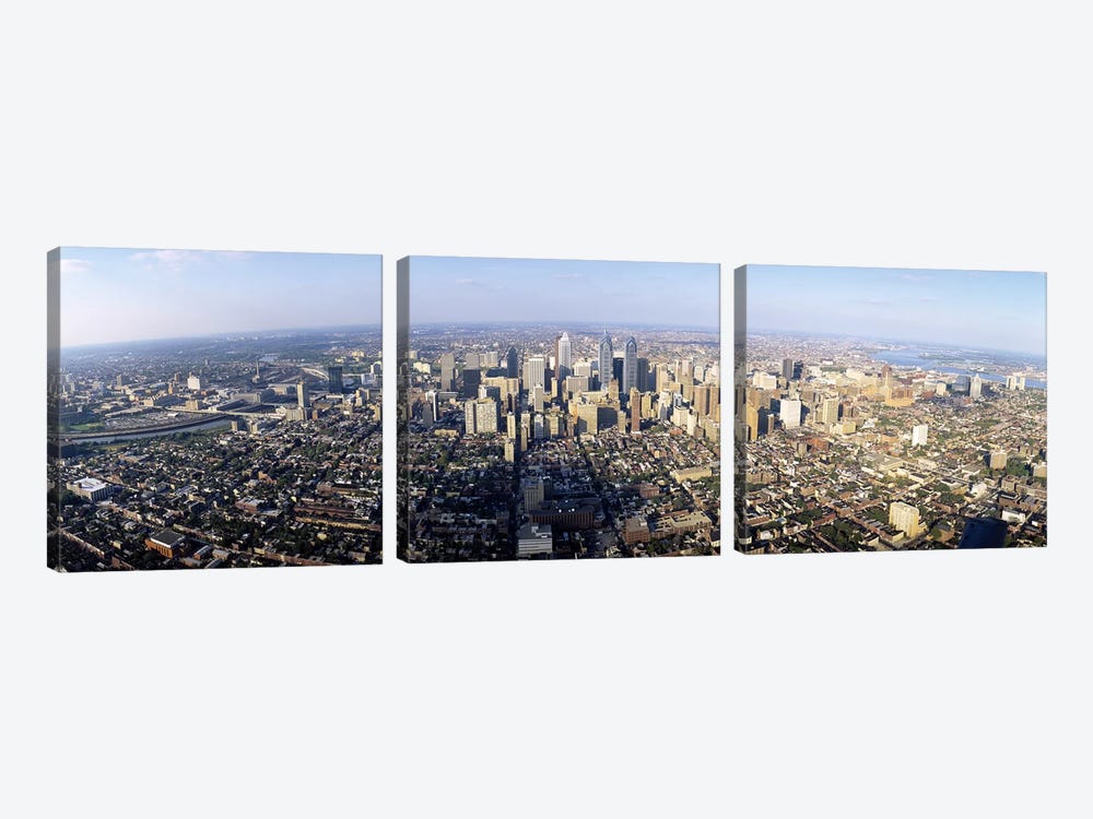 Aerial view of a city, Philadelphia, Pennsylvania, USA by Panoramic Images 3-piece Canvas Art Print