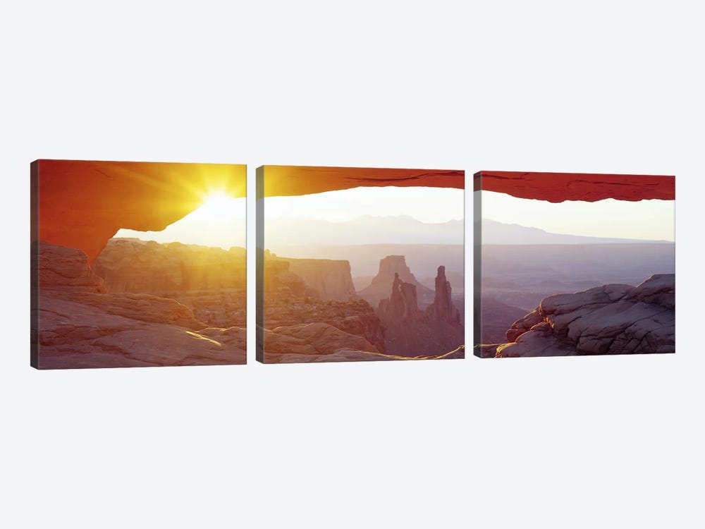 Sunrise View Through Mesa Arch, Canyonlands National Park, Utah, USA by Panoramic Images 3-piece Canvas Print