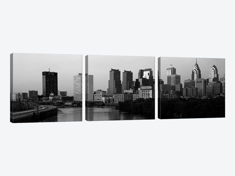 River passing through a citySchuylkill River, Philadelphia, Pennsylvania, USA by Panoramic Images 3-piece Art Print