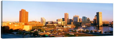 USA, Maryland, Baltimore, High angle view from Federal Hill Parkof Inner Harbor area and skyline Canvas Art Print - Skyline Art