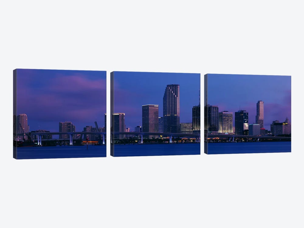 Buildings at the waterfront, Miami, Florida, USA by Panoramic Images 3-piece Canvas Art