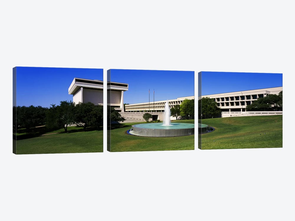 Fountain in front of a libraryLyndon Johnson Presidential Library & Museum, Austin, Texas, USA by Panoramic Images 3-piece Art Print