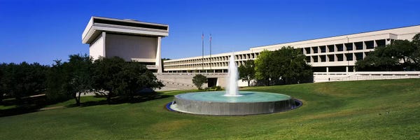 Fountains: Fountain in front of a libraryLyndon Johnson Presidential Library & Museum, Austin, Texas, USA by Panoramic Images