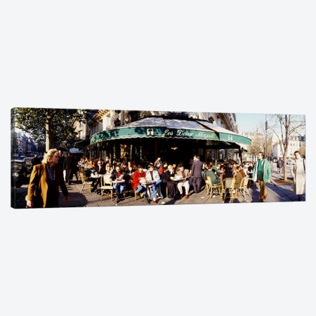 Sidewalk Café Scene, Les Deux Magots, Saint-Germain-des-Pres, Paris, France Canvas Print #PIM3510} by Panoramic Images Canvas Wall Art