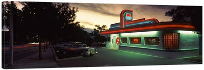 An Illuminated 66 Diner, Route 66, Albuquerque, Bernalillo County, New Mexico, USA Canvas Art Print - Route 66 Art