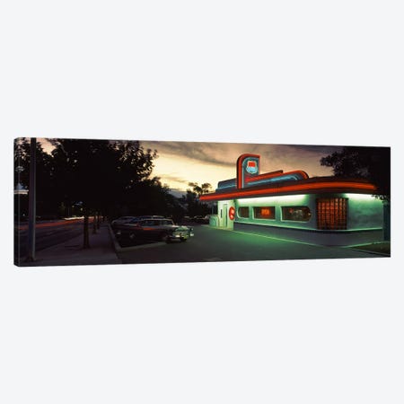 An Illuminated 66 Diner, Route 66, Albuquerque, Bernalillo County, New Mexico, USA Canvas Print #PIM3518} by Panoramic Images Canvas Artwork