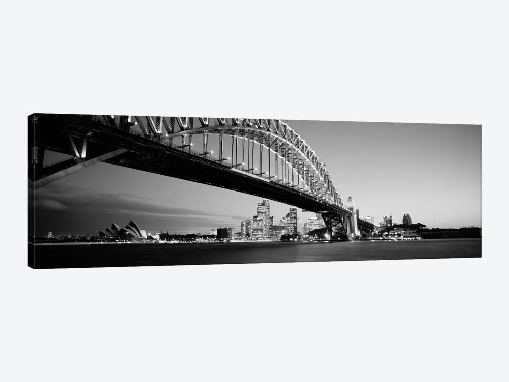 Low angle view of a bridge, Sydney Harbor Bridge, Sydney, New South Wales, Australia (black & white) by Panoramic Images 1-piece Canvas Wall Art