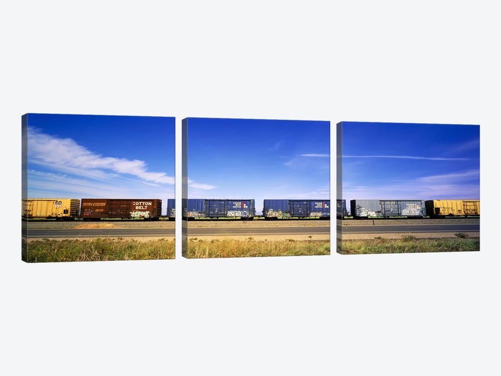 Boxcars Railroad CA by Panoramic Images 3-piece Canvas Wall Art