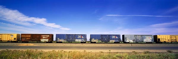 Railroads: Boxcars Railroad CA by Panoramic Images