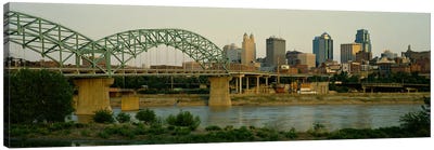 Bridge across the river, Kansas City, Missouri, USA Canvas Art Print - Kansas City Skylines