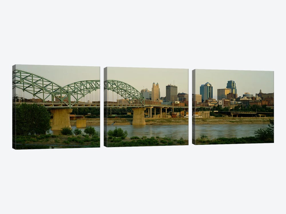 Bridge across the river, Kansas City, Missouri, USA by Panoramic Images 3-piece Canvas Art Print
