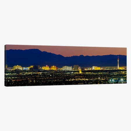 Aerial View Of Buildings Lit Up At Dusk, Las Vegas, Nevada, USA Canvas Print #PIM3529} by Panoramic Images Canvas Art Print