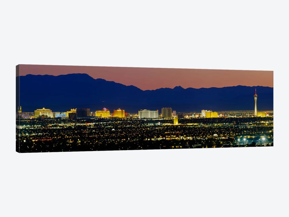 Aerial View Of Buildings Lit Up At Dusk, Las Vegas, Nevada, USA by Panoramic Images 1-piece Canvas Print