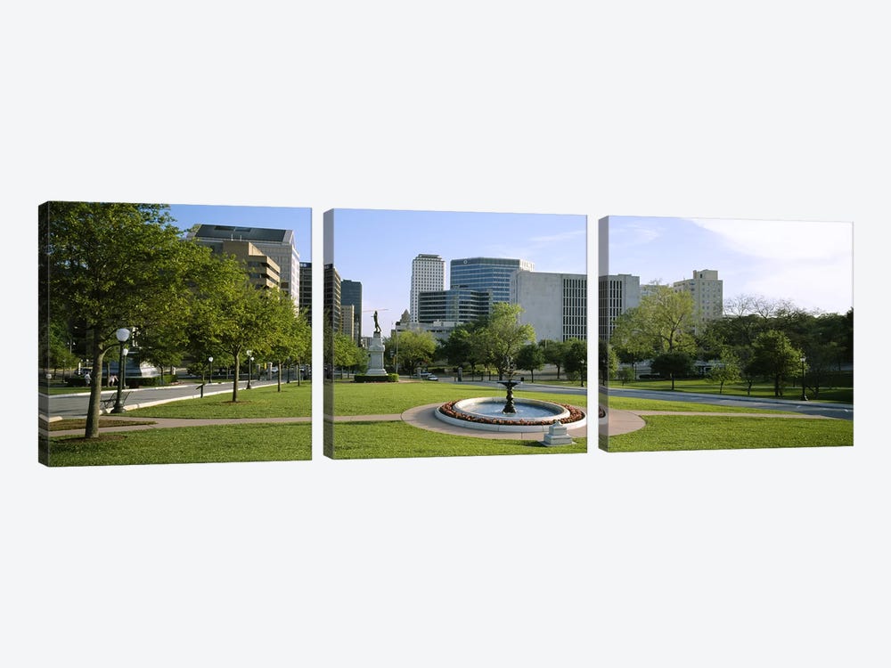 Fountain In A Park, Austin, Texas, USA by Panoramic Images 3-piece Art Print