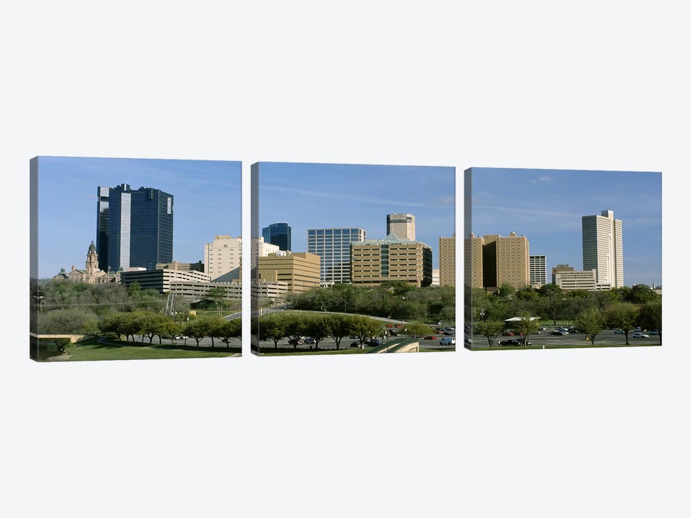 Buildings in a city, Fort Worth, Texas, USA by Panoramic Images 3-piece Canvas Art Print