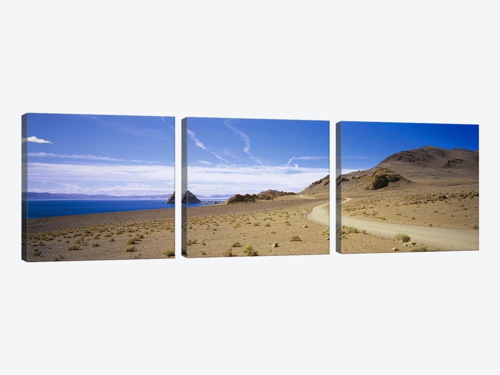Distant View Of The Pyramid From Scenic Byway, Pyramid Lake Indian Reservation, Nevada, USA by Panoramic Images 3-piece Canvas Art Print