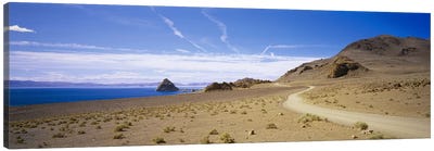 Distant View Of The Pyramid From Scenic Byway, Pyramid Lake Indian Reservation, Nevada, USA Canvas Art Print - Nevada Art