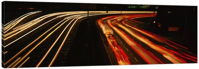 High angle view of traffic on a road at night, Oakland, California, USA Canvas Art Print - Oakland Art