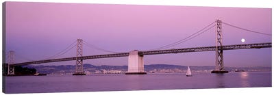Suspension bridge over a bay, Bay Bridge, San Francisco, California, USA Canvas Art Print - Bridge Art
