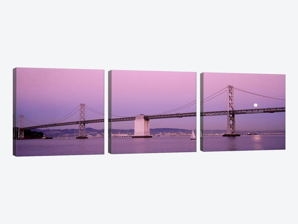 Suspension bridge over a bay, Bay Bridge, San Francisco, California, USA by Panoramic Images 3-piece Canvas Art