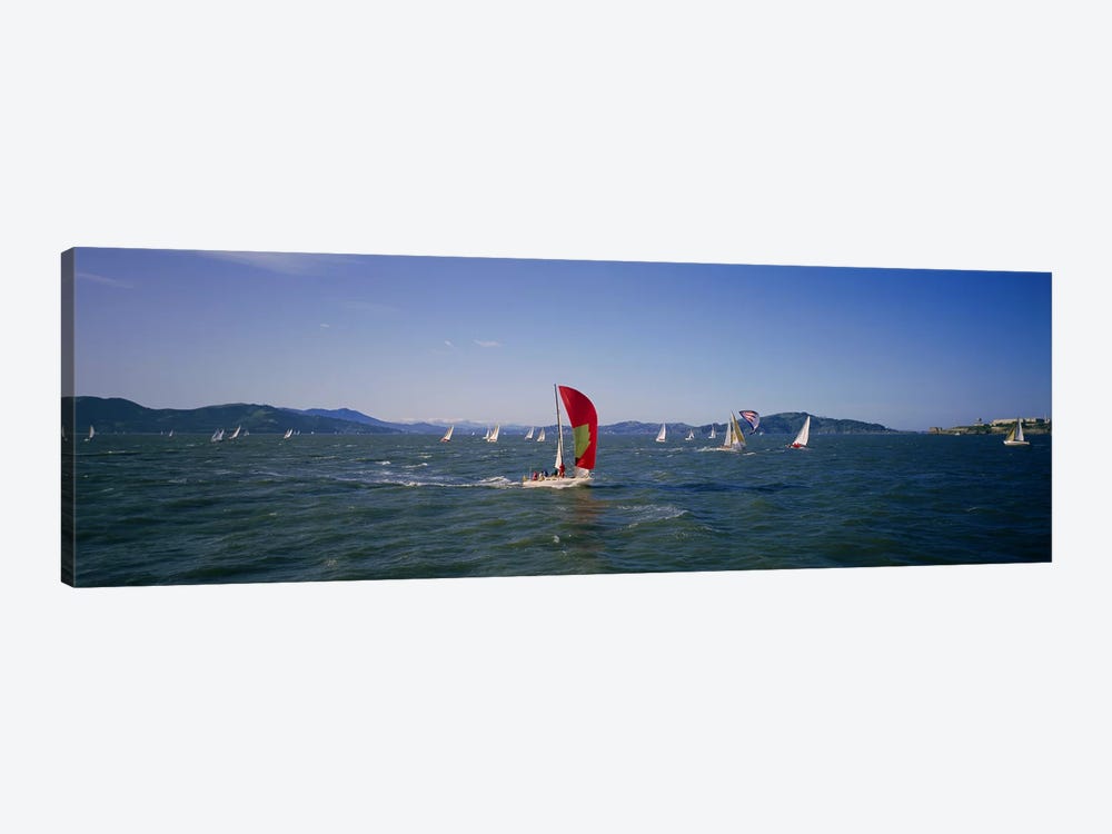 Sailboats in the water, San Francisco Bay, California, USA by Panoramic Images 1-piece Canvas Artwork