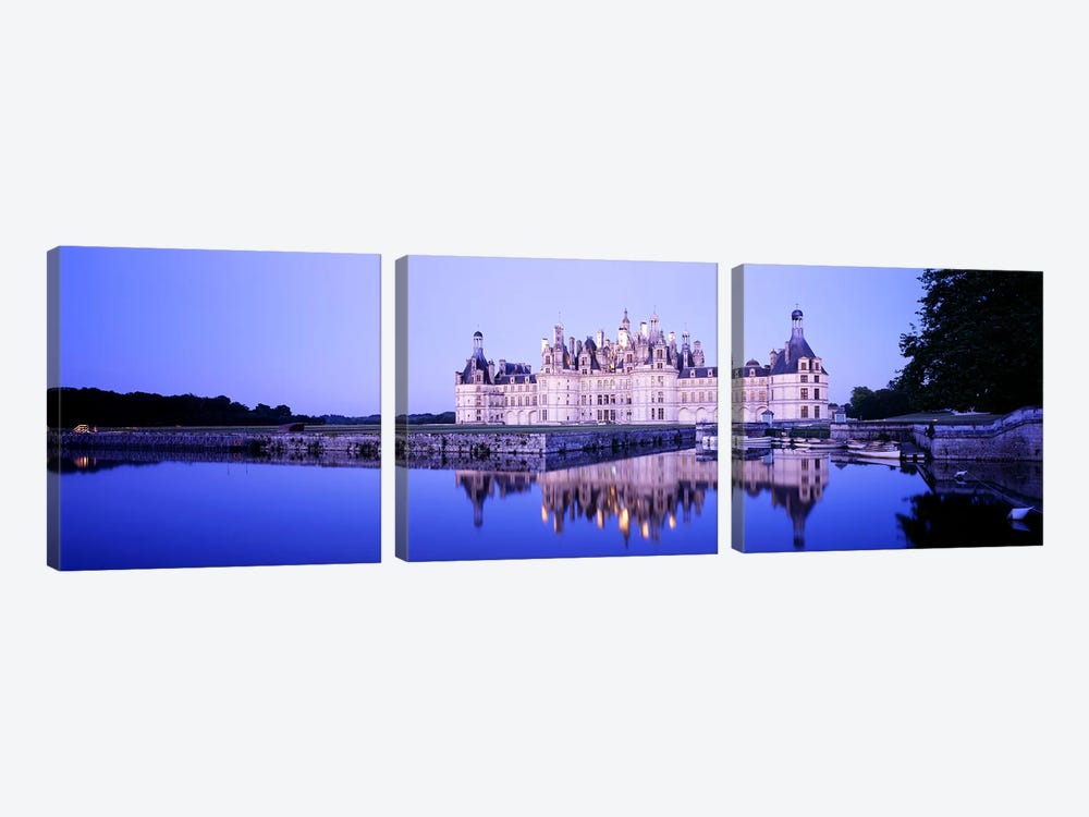 Chateau de Chambord At Dusk, Loire Valley, France by Panoramic Images 3-piece Canvas Artwork