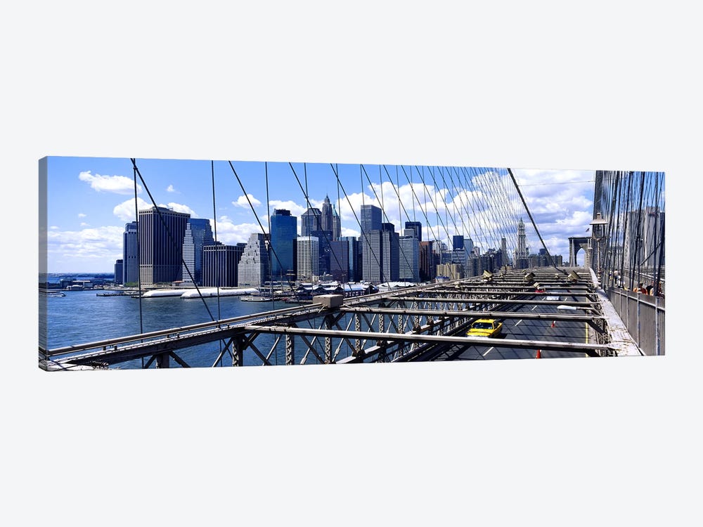 Traffic on a bridge Brooklyn Bridge, Manhattan, New York City, New York State, USA by Panoramic Images 1-piece Canvas Print