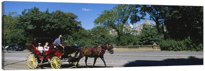 Tourists Traveling In A Horse Cart NYC, New York City, New York State, USA Canvas Art Print - City Street Art