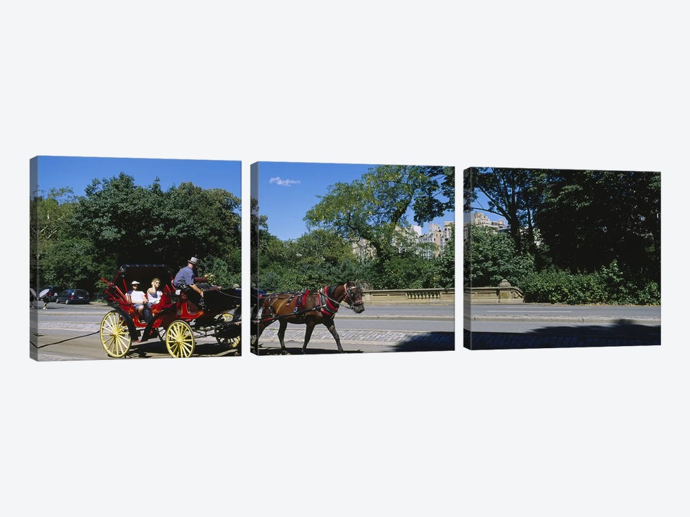 Tourists Traveling In A Horse Cart NYC, New York City, New York State, USA by Panoramic Images 3-piece Canvas Art