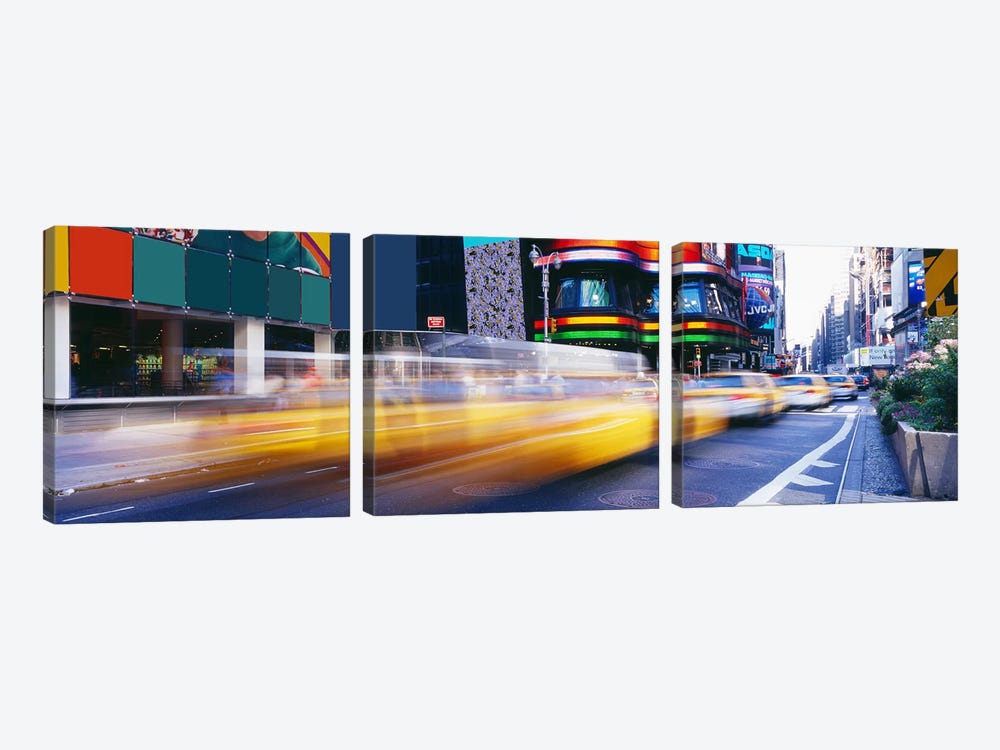 Blurred Motion View Of Traffic, Times Square, New York City, New York, USA by Panoramic Images 3-piece Art Print