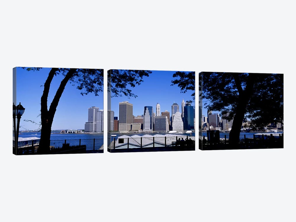 Skyscrapers on the waterfront, Manhattan, New York City, New York State, USA by Panoramic Images 3-piece Canvas Art