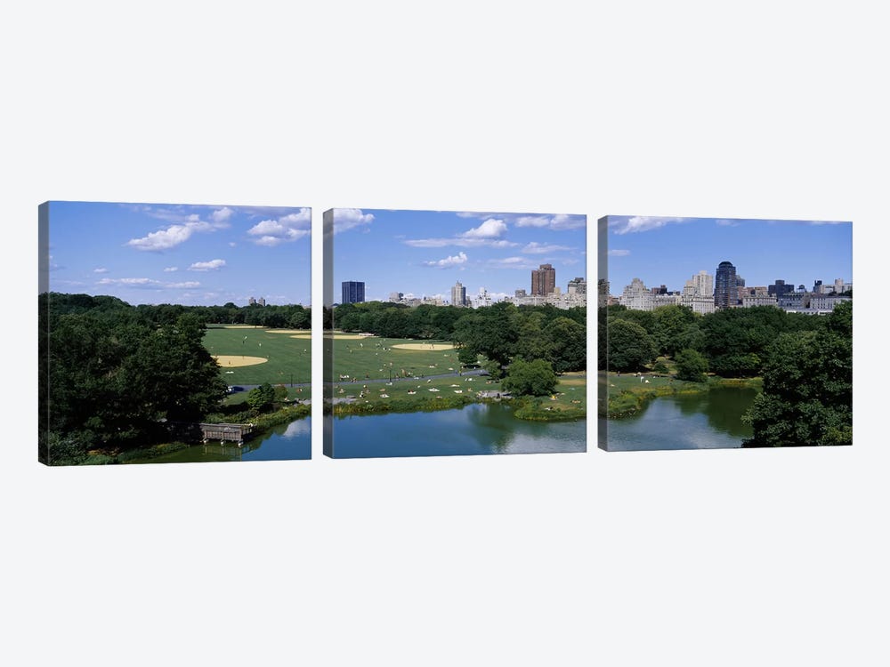 Great Lawn Central Park, Manhattan, NYC, New York City, New York State, USA by Panoramic Images 3-piece Canvas Art Print
