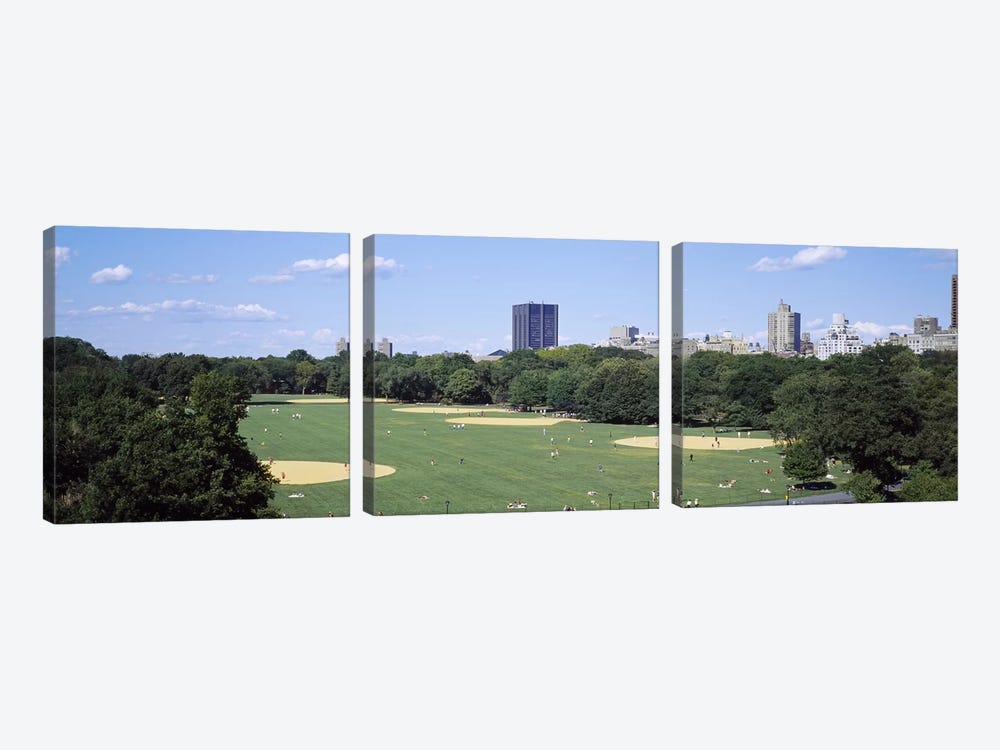 High angle view of the Great LawnCentral Park, Manhattan, New York City, New York State, USA 3-piece Canvas Artwork