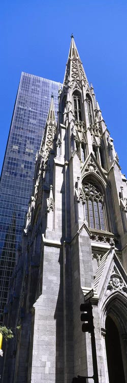 Low angle view of a cathedral St. Patrick's Cathedral, Manhattan, New York City, New York State, USA