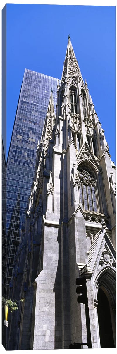 Low angle view of a cathedral St. Patrick's Cathedral, Manhattan, New York City, New York State, USA Canvas Art Print - Churches & Places of Worship