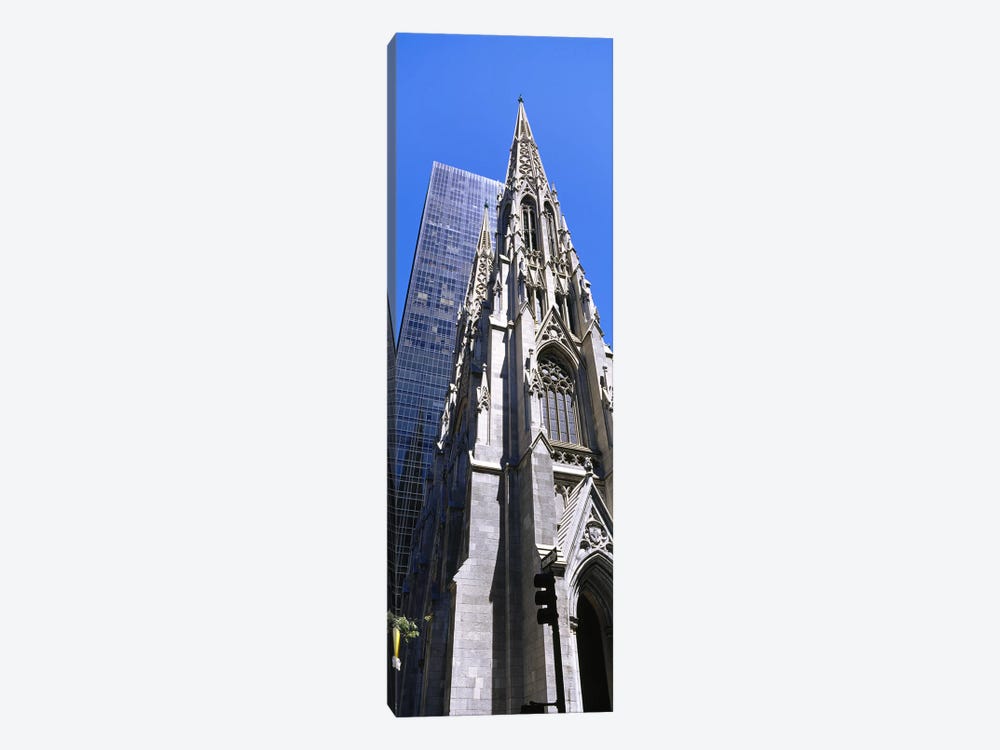 Low angle view of a cathedral St. Patrick's Cathedral, Manhattan, New York City, New York State, USA by Panoramic Images 1-piece Canvas Print